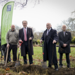 Digging in: Environment secretary Owen Paterson (centre), Carlo Laurenzi, chief executive of London Wildlife Trust (second right), 
Nick Gray, Thameslink Programme (right).